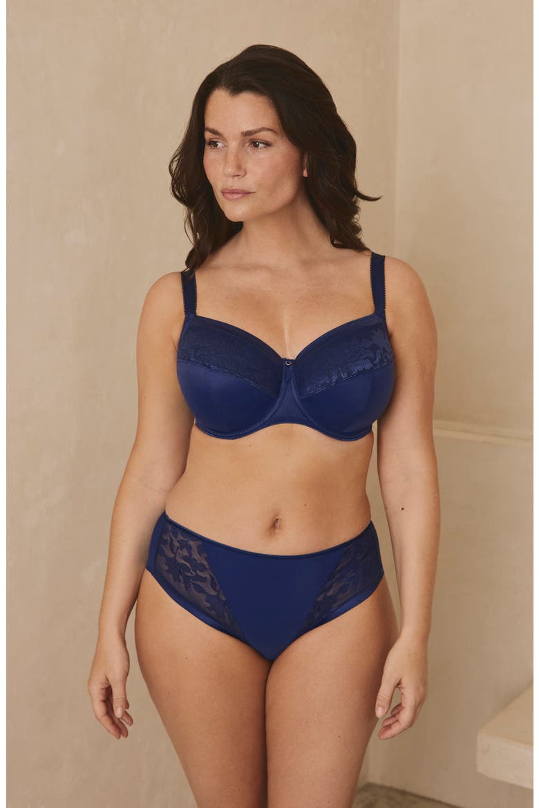 Illusion Underwire Side Support Bra, Alternate, color, NAVY