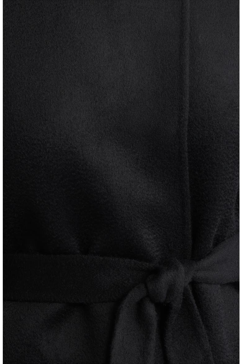 Belted Stand Collar Wool Coat, Alternate, color, BLACK