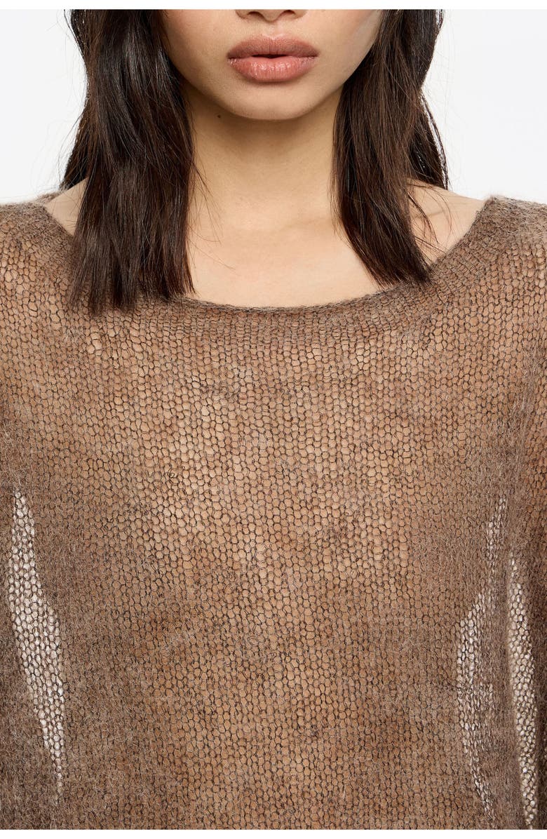 Bimba y Lola Oversize Mohair Wool Sweater, Alternate, color, Taupe