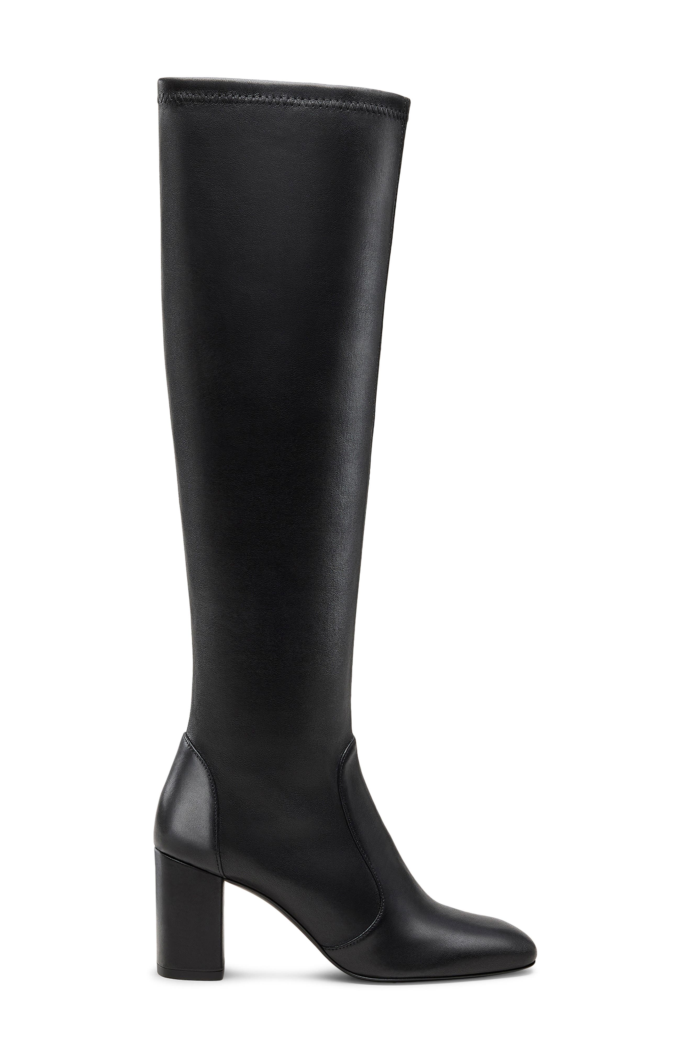 Stuart Weitzman Lucie Knee High Block Heel Boot, Alternate, color, Black