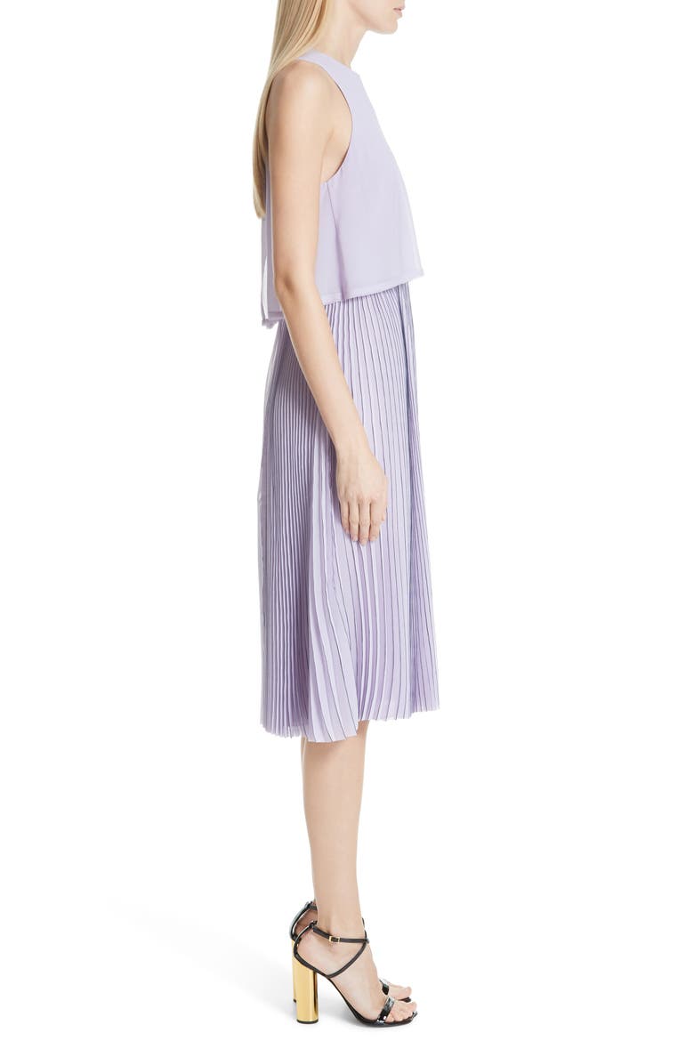 Jason Wu Pleated Popover Dress, Alternate, color, PASTEL MAUVE/ DARK NAVY