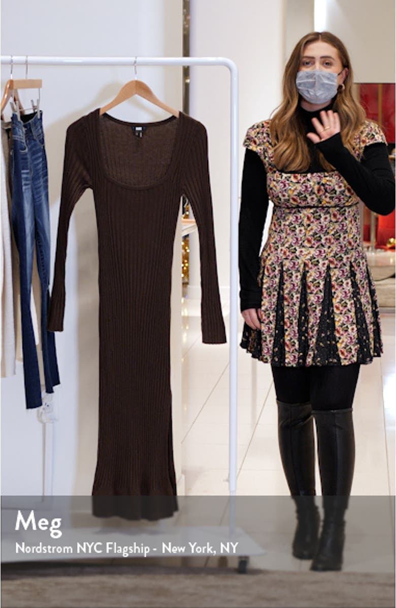 Benita Long Sleeve Wool Blend Rib Sweater Dress, sales video thumbnail