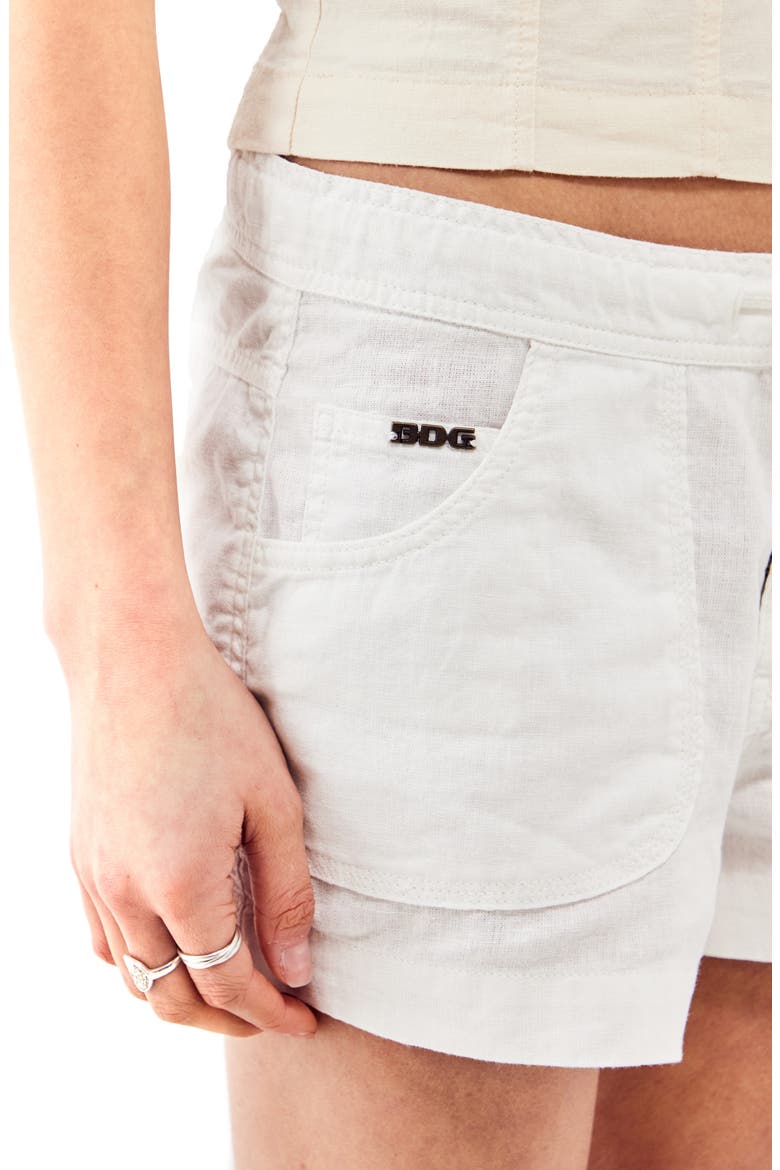 Linen Drawstring Shorts, Alternate, color, WHITE