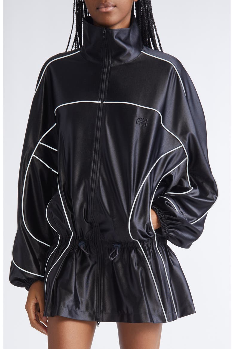 Piped Drop Waist Jacket, Alternate, color, BLACK