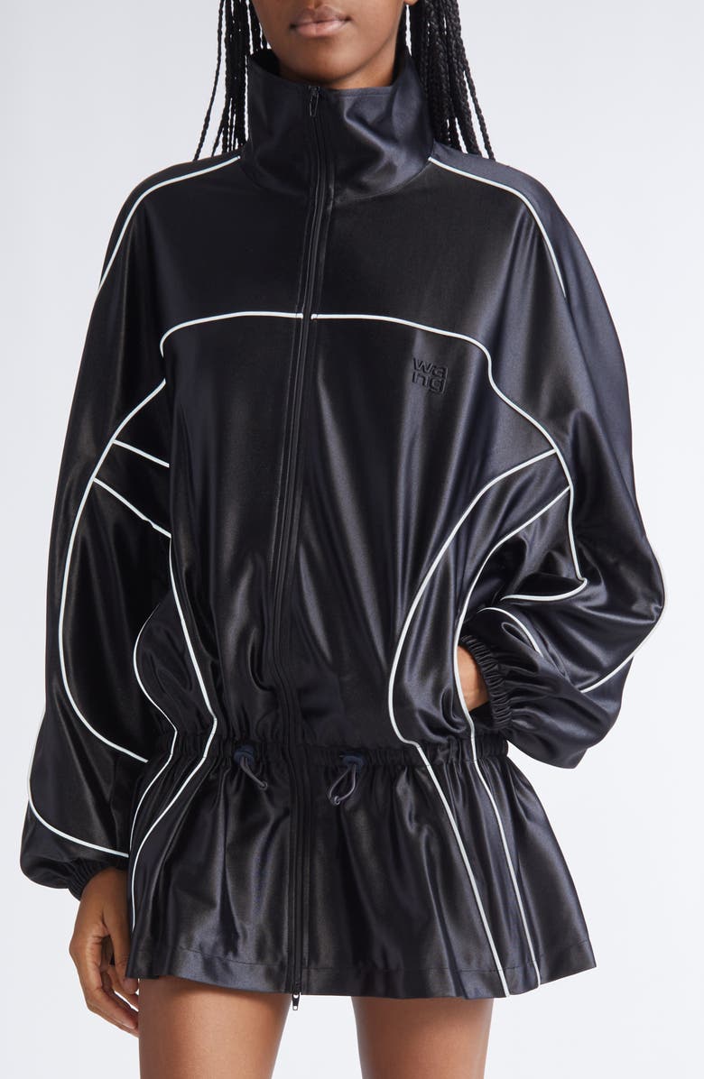 Alexander Wang Piped Drop Waist Jacket, Alternate, color, Black