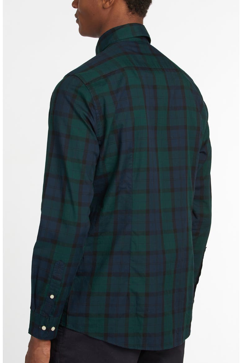 Wetherham Tailored Fit Plaid Flannel Button-Down Shirt, Alternate, color, BLACK WATCH