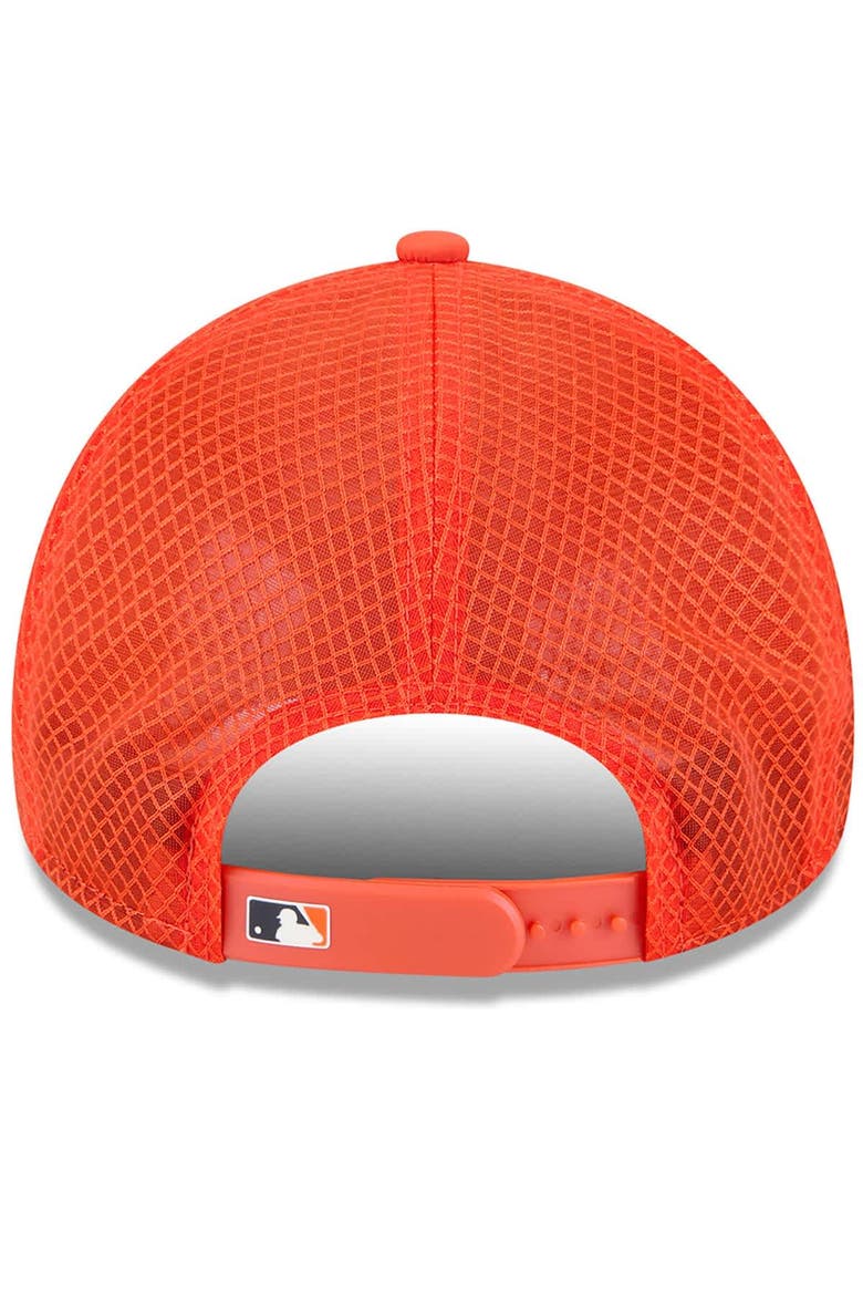 Men's New Era Orange Houston Astros 2026 Batting Practice Apex 9FORTY Adjustable Trucker Hat, Alternate, color, Orange