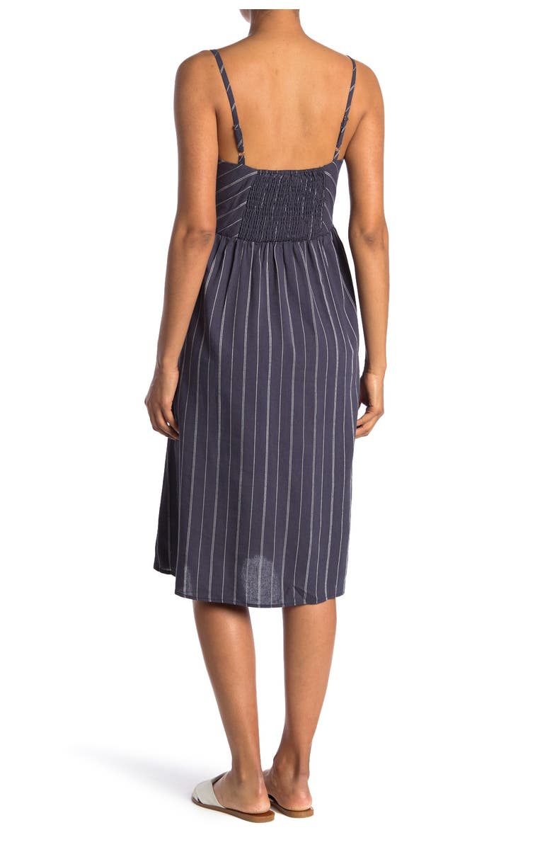 Good Luck Gem Stripe Button Front Midi Dress, Alternate, color, 