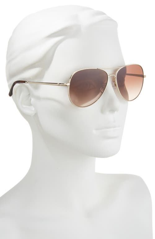 Tory Burch 60mm Pilot Sunglasses In Light Gold/brown Gradient
