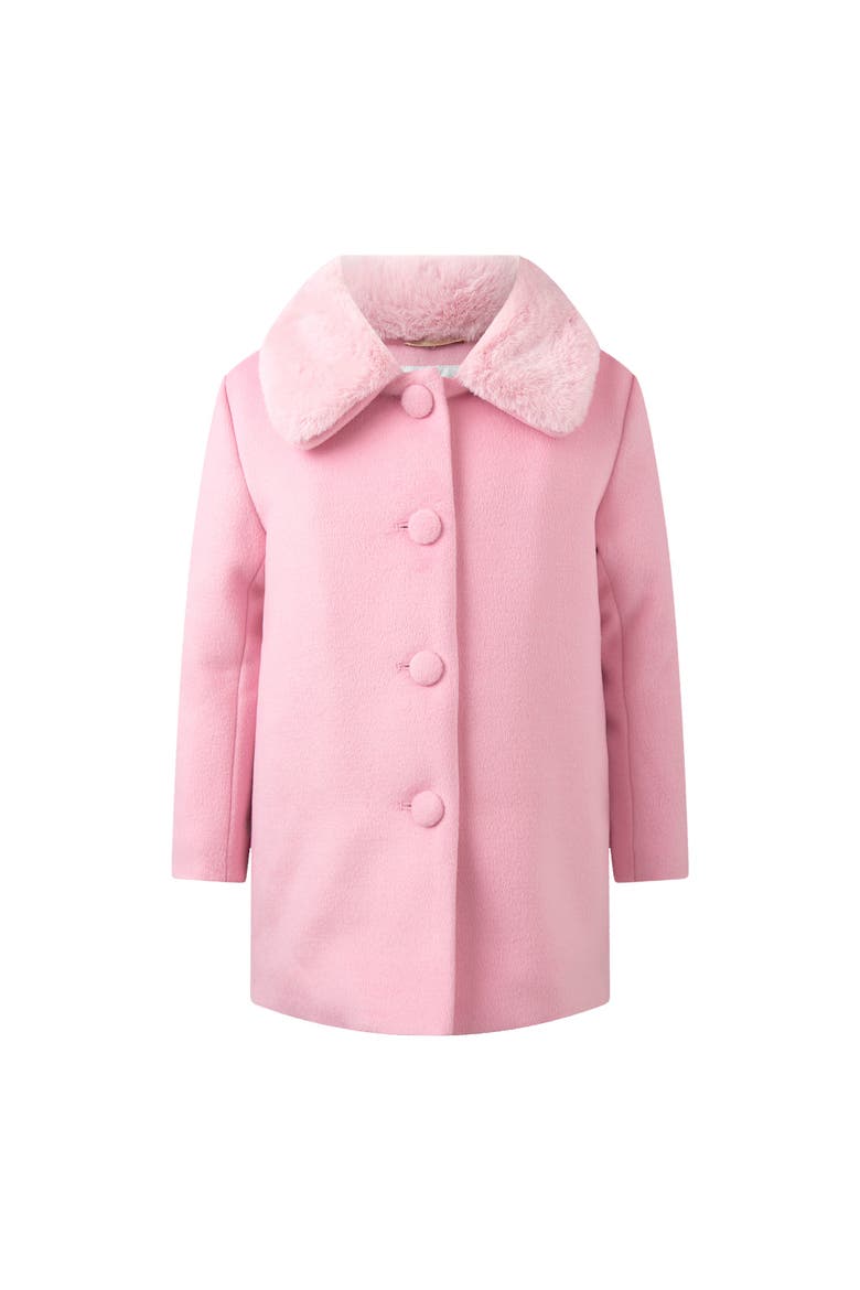 Faux Fur Collar Coat, Alternate, color, Pink