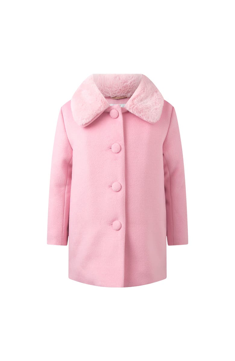 Rachel Riley Faux Fur Collar Coat, Alternate, color, Pink