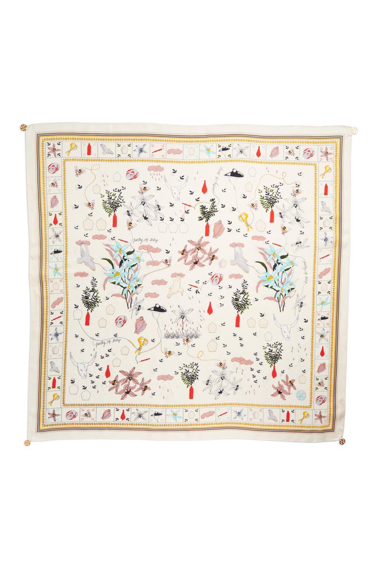 Sylvan Silk Square Scarf, Alternate, color, IVORY