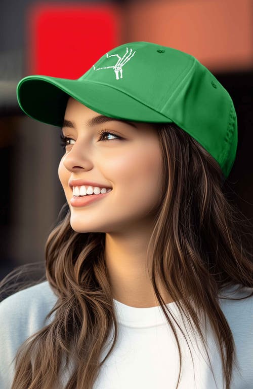 Dalix Skeleton Heart Embroidered Dad Hat In Kelly Green