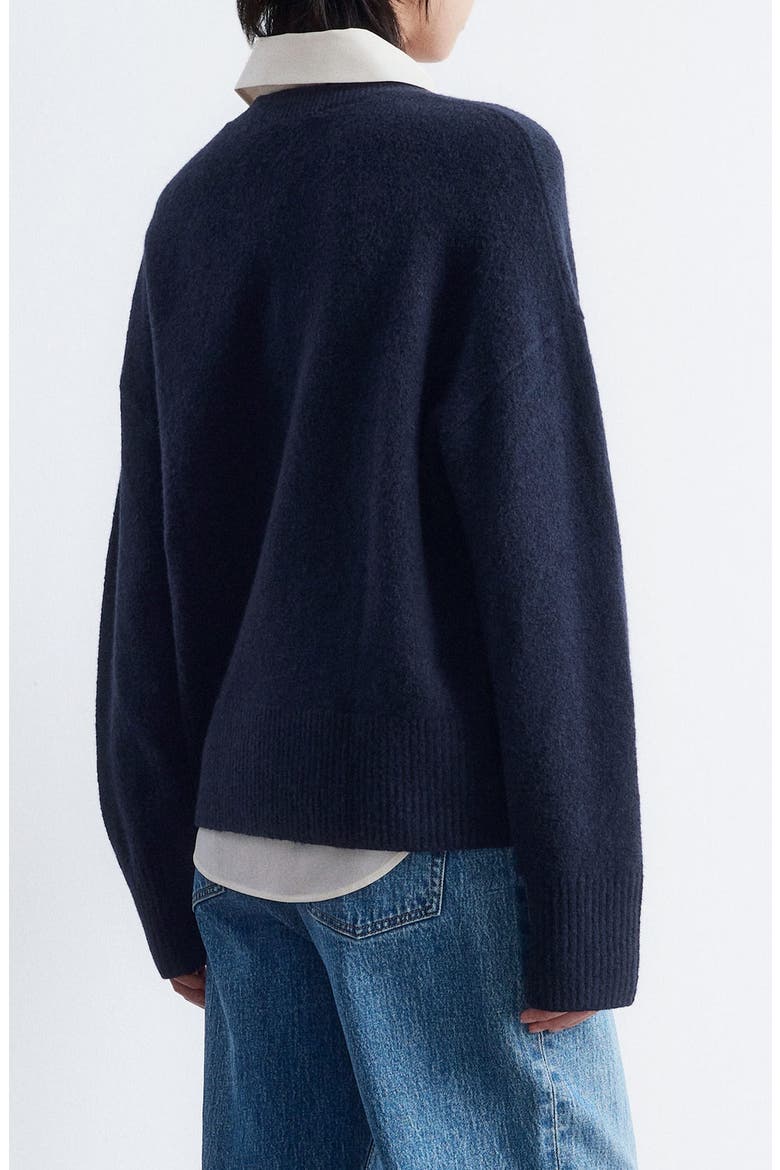 Relaxed Crewneck Cotton Blend Sweater, Alternate, color, BLUE DARK