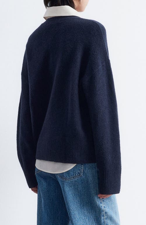 & Other Stories Relaxed Crewneck Cotton Blend Sweater In Blue