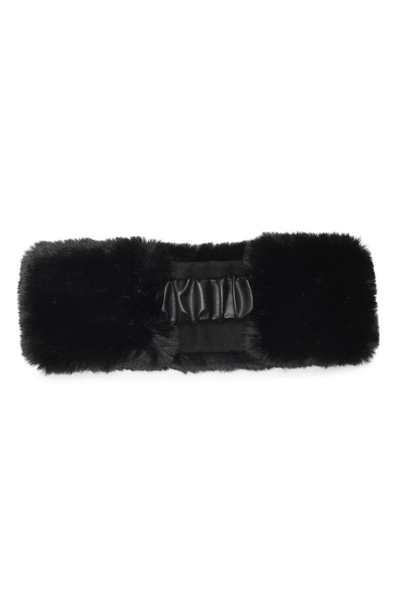 BCBG Faux Fur Headband, Alternate, color, Black