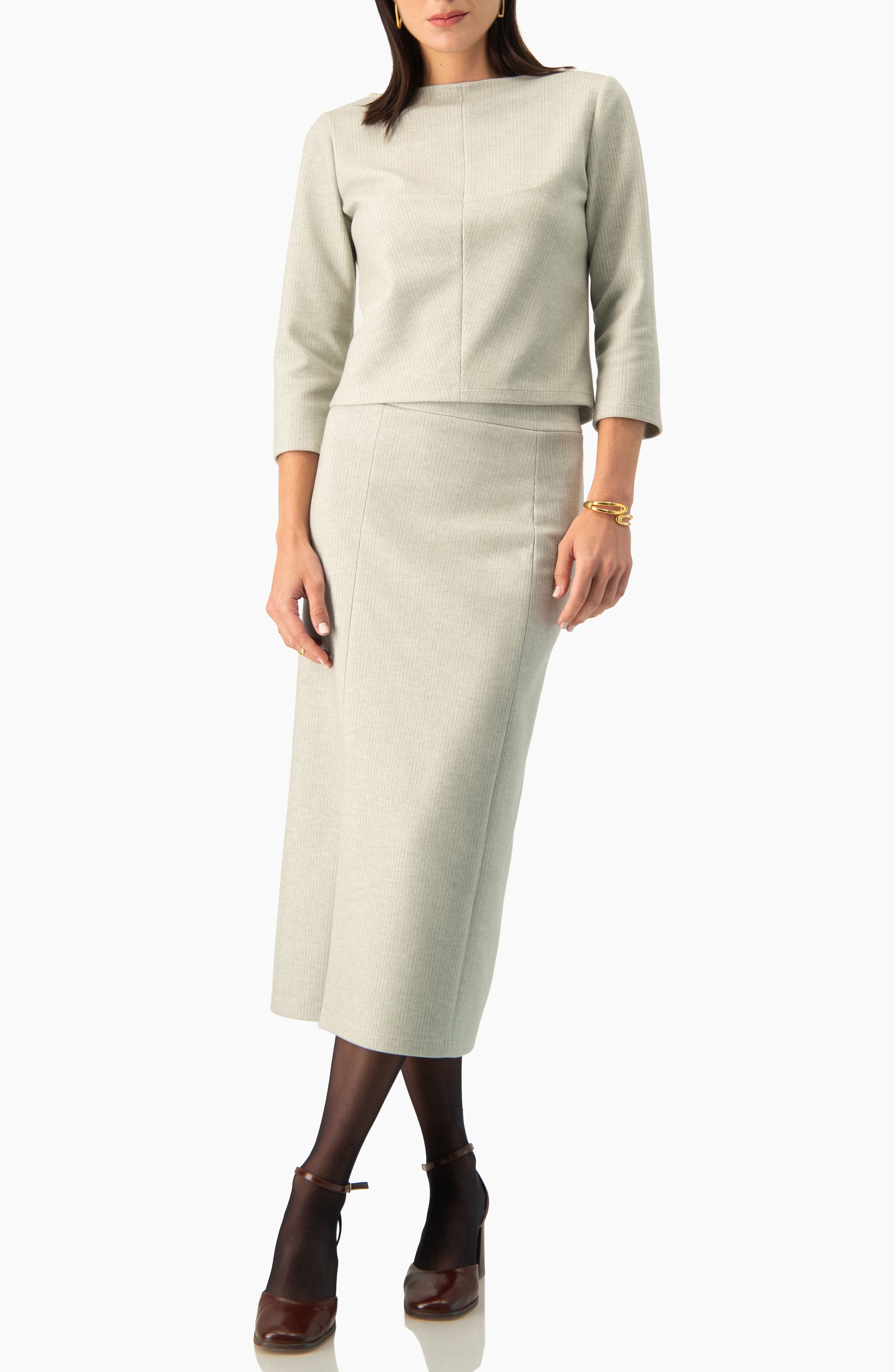IVONNE Pencil Midi Skirt With Front Slit (Women) | Nordstrom