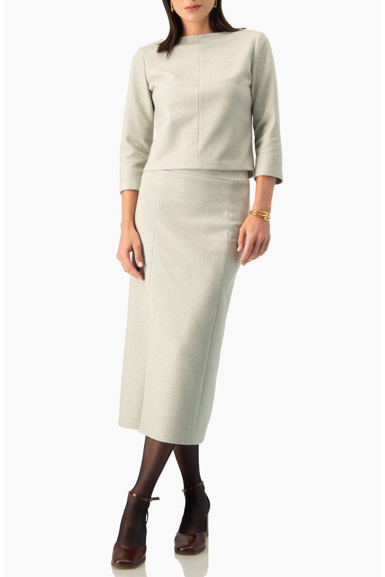 Boxy Long-sleeve Boat-neck Top, Alternate, color, Sand
