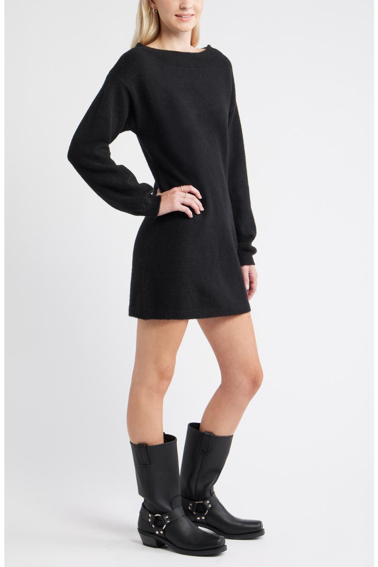 Sweater Minidress, Alternate, color, BLACK