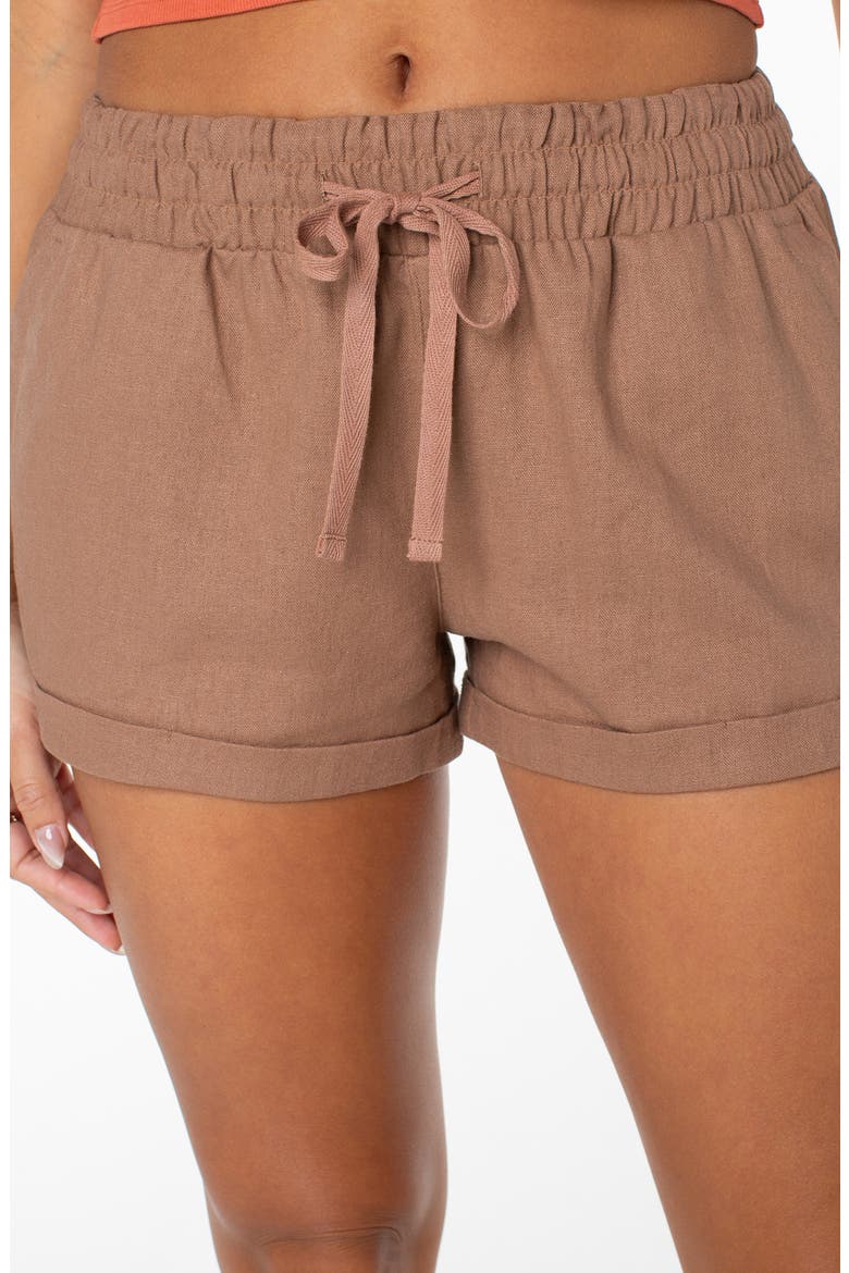 Laguna Linen Blend Drawstring Shorts, Alternate, color, BROWNIE