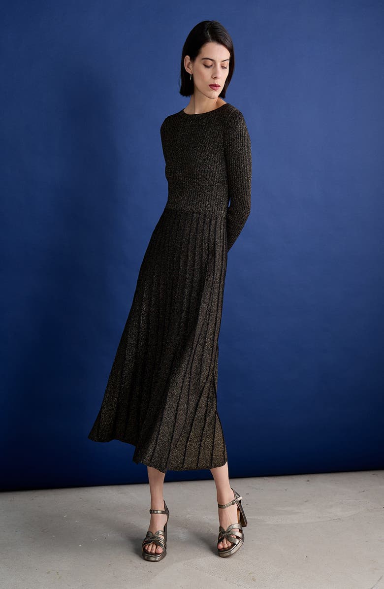 Seasalt Cornwall Metallic Long Sleeve Cotton Blend Sweater Dress, Alternate, color, 