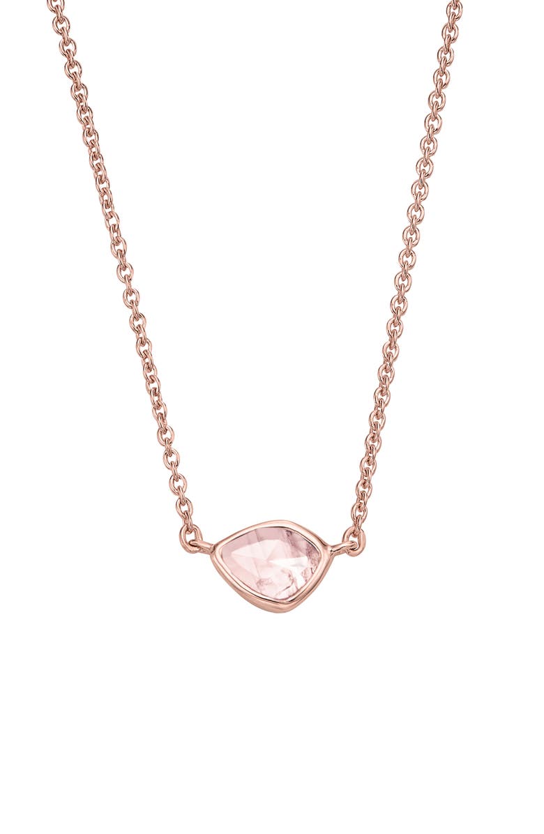 Monica Vinader Siren Mini Nugget Pendant Necklace, Main, color, Rose Gold/ Rose Quartz