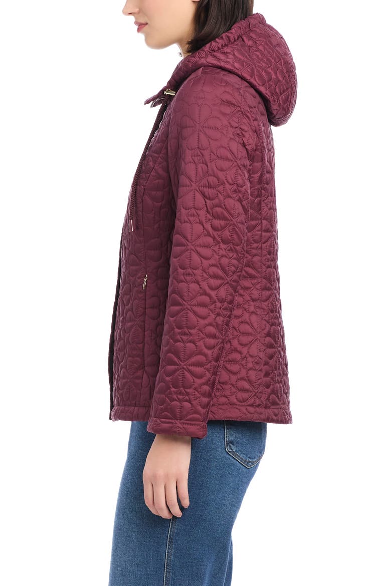 water resistant hooded floral quilted short jacket, Alternate, color, BLACKBERRYs
