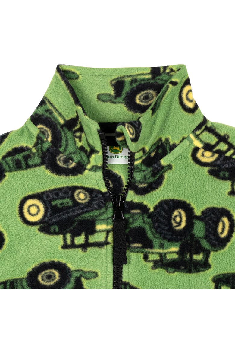 Fleece Zip-Up Jacket, Alternate, color, Dark Green Tractors