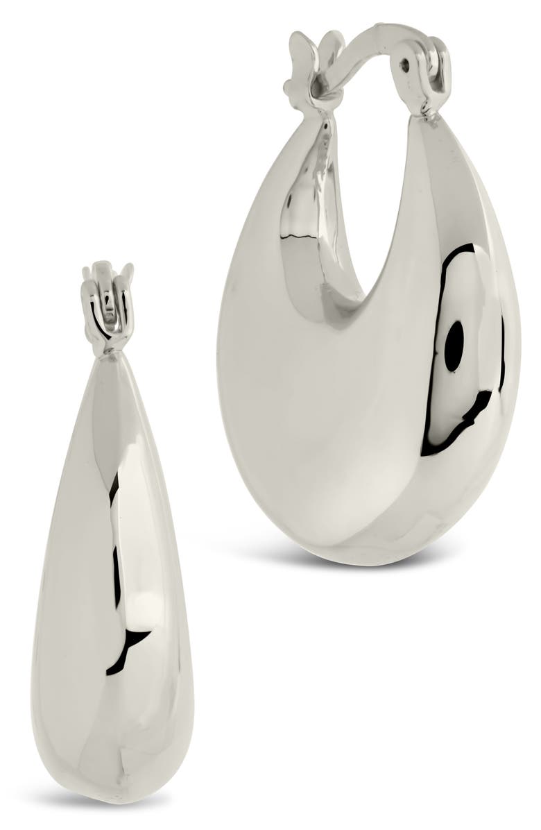 Sterling Forever Brooklyn Chunky Tube Hoop Earrings, Alternate, color, Silver