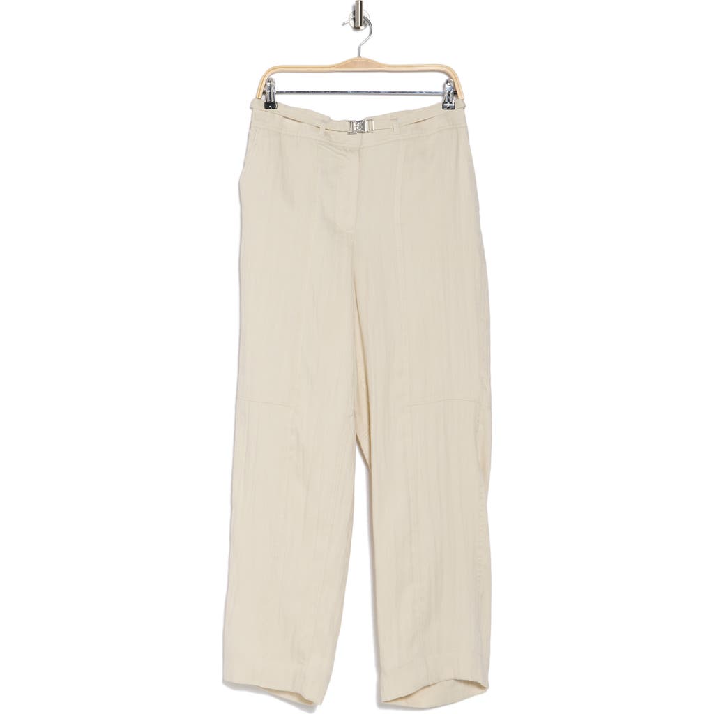 Donna Karan Belted High Waist Wide Leg Pants In Light City Khaki