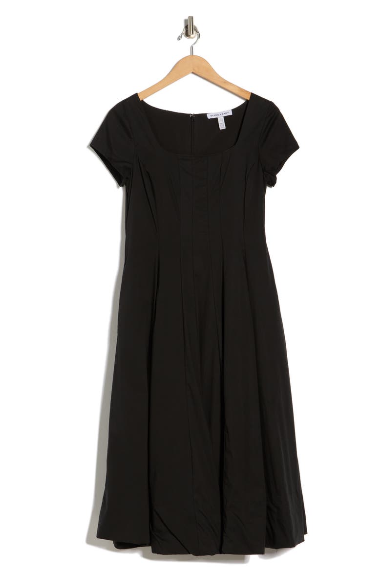 Poplin Cap Sleeve Dress, Alternate, color, BLACK