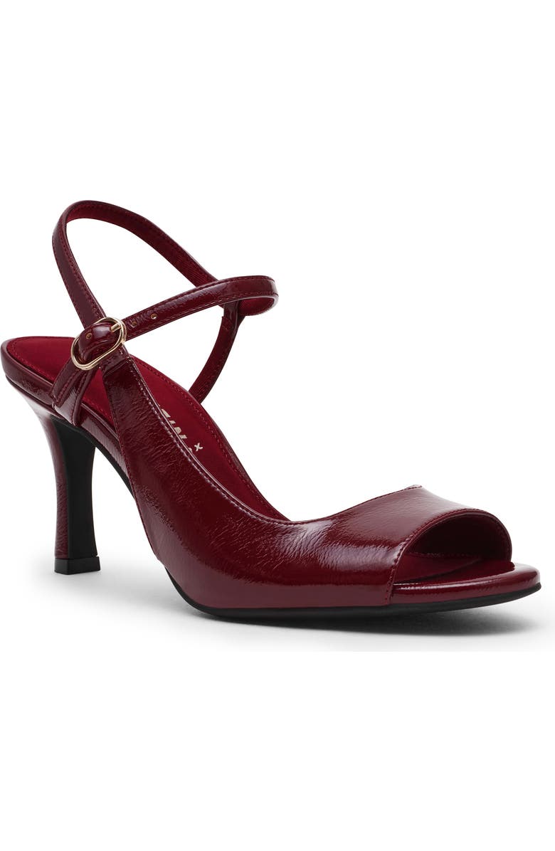 Anne Klein Jessica Ankle Strap Sandal, Main, color, Bordeaux Crinkle