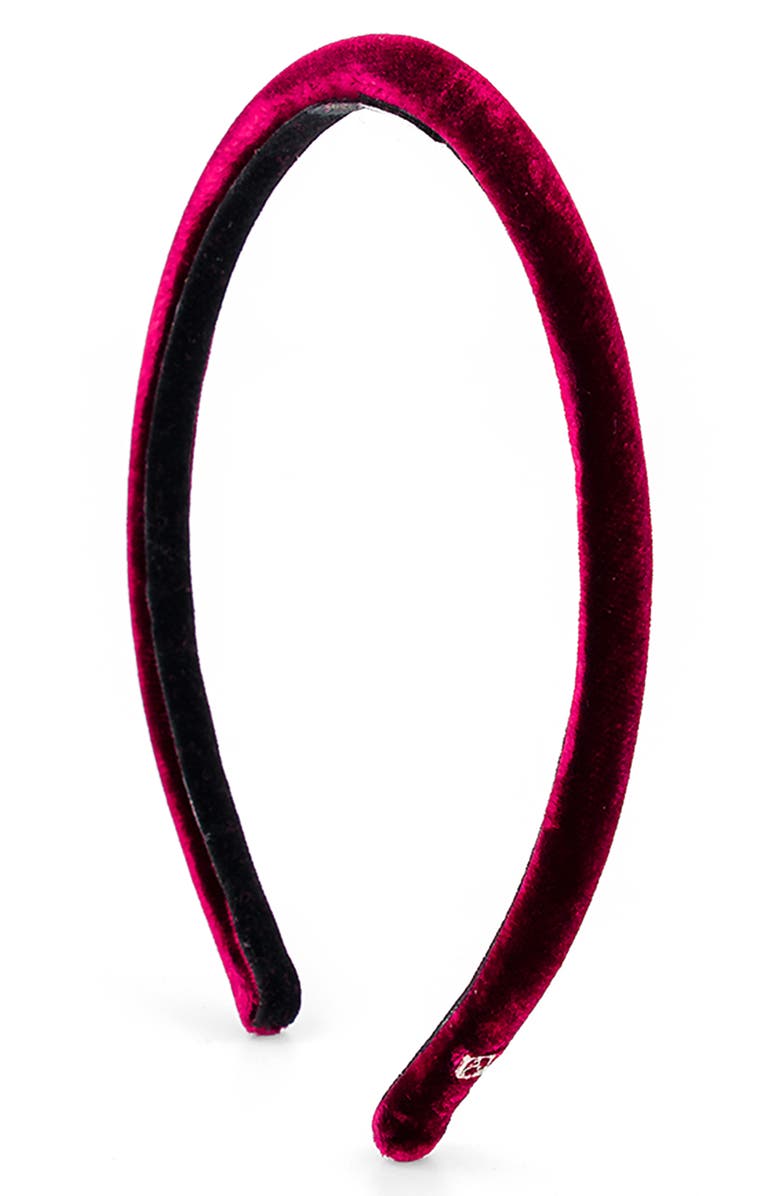 Alexandre de Paris Velvet Headband, Main, color, Burgundy