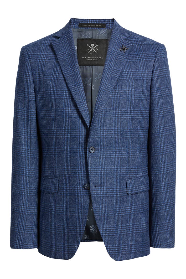Bleecker Two-Button Wool Blend Plaid Suit, Alternate, color, BLUE