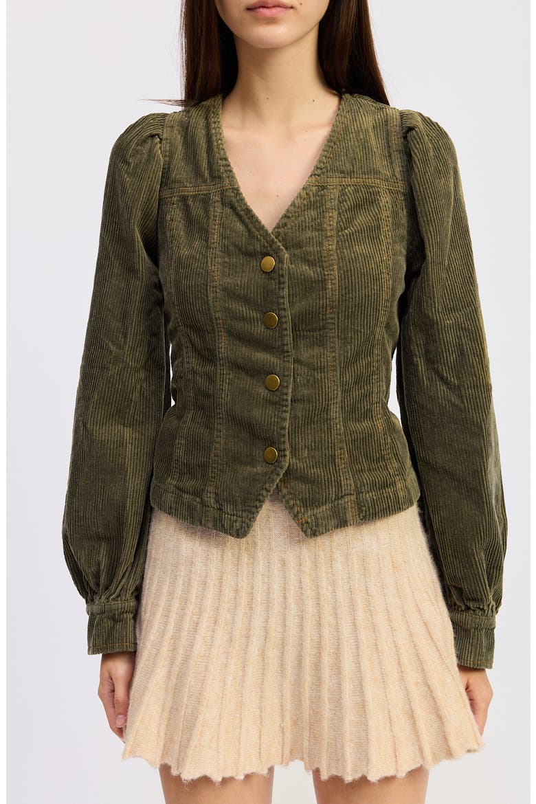 Sylvie Long Sleeve Corduroy Button-Up Shirt, Alternate, color, WASHED OLIVE
