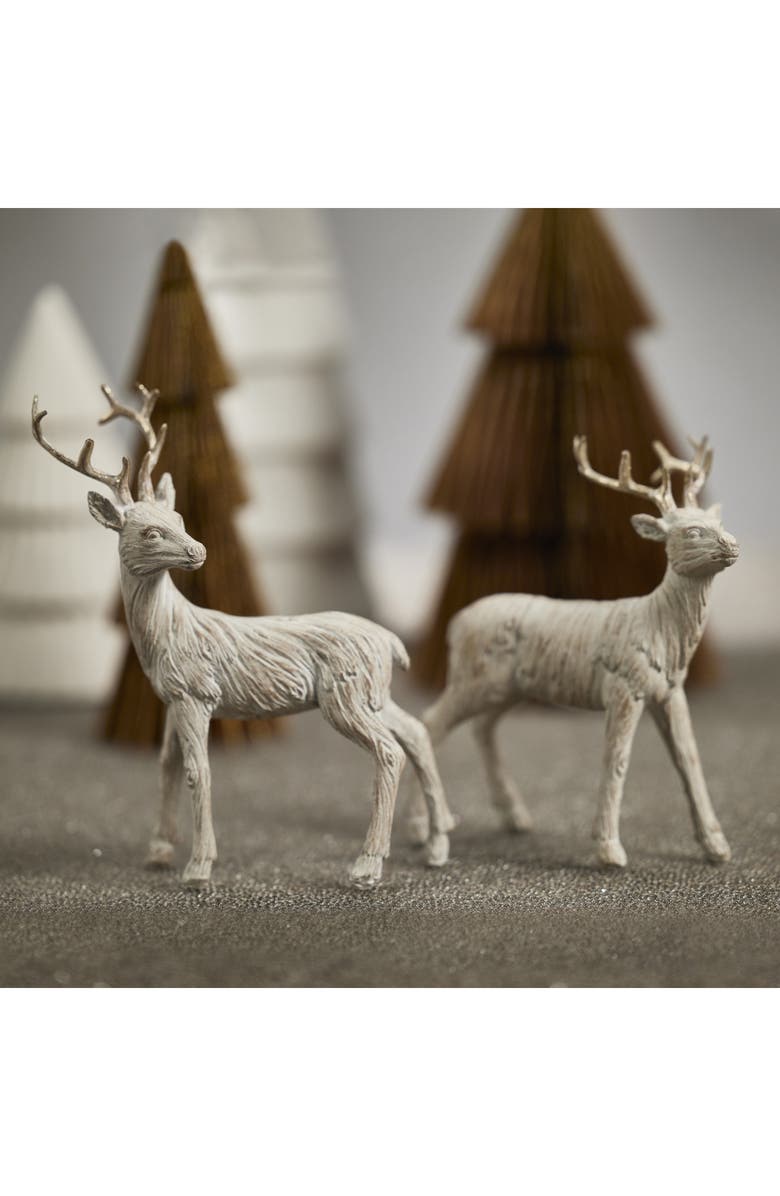 Zodax Set of 2 Decorative Reindeer Figurines, Alternate, color, Beige