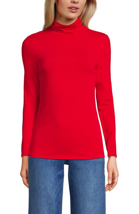 Lightweight Jersey Skimming Long Sleeve Turtleneck