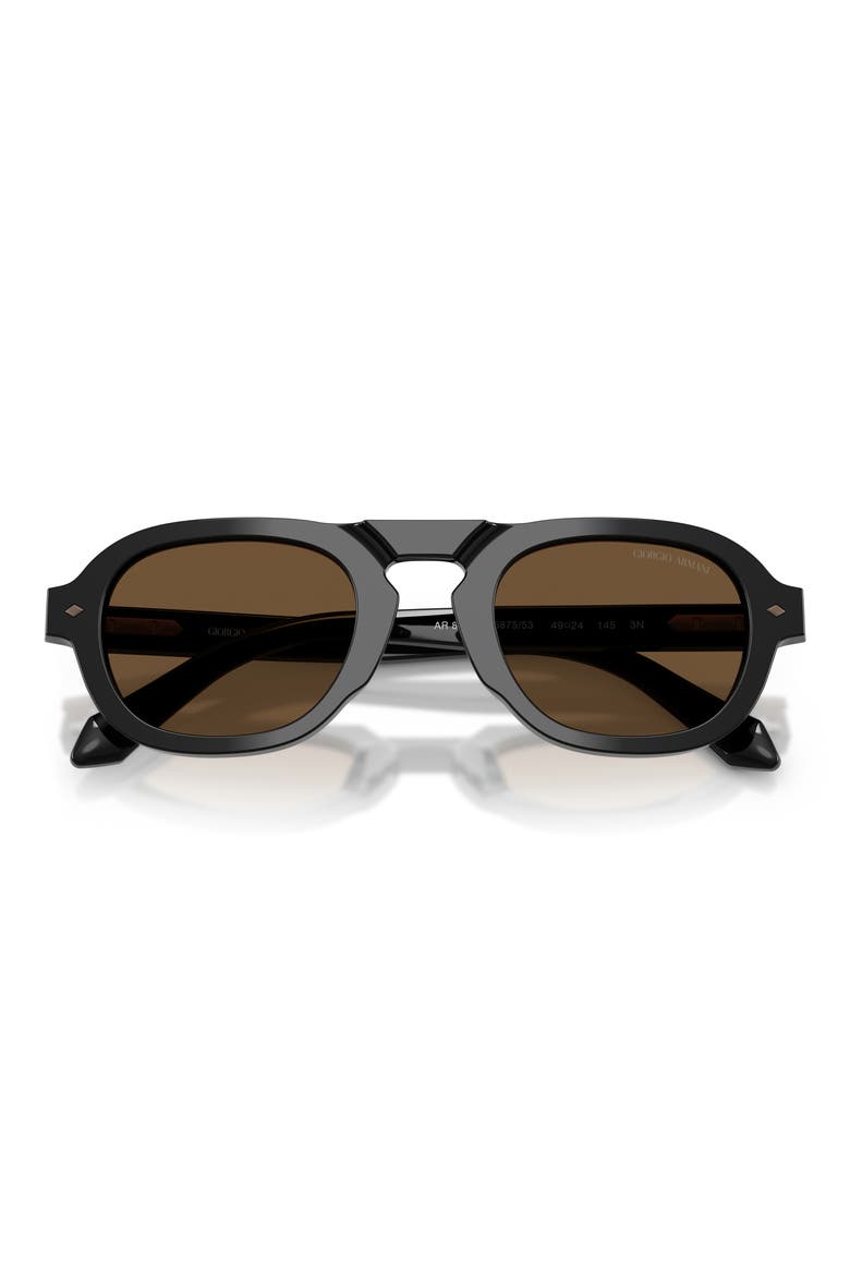 49mm Keyhole Pillow Sunglasses, Alternate, color, BLACK / DARK BROWN