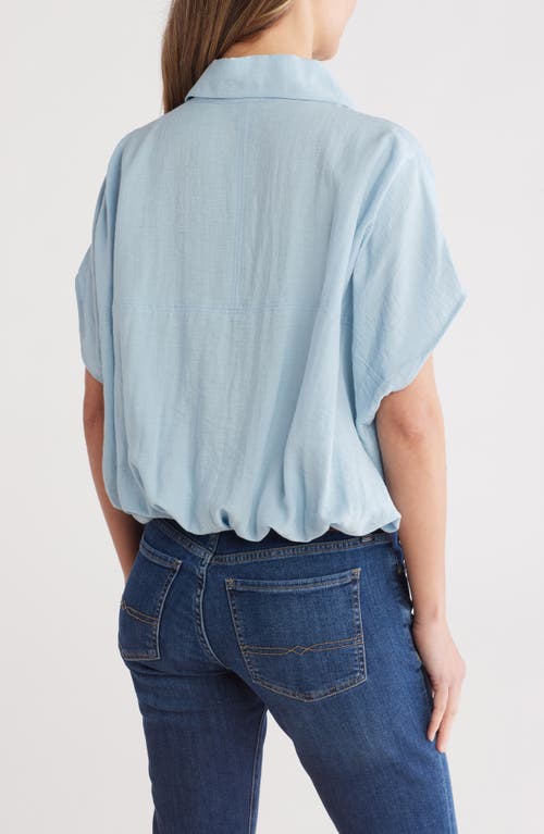 Patrizia Luca Short Sleeve Button Front Top In Blue