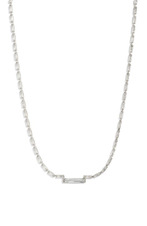 Baguette Center Cubic Zirconia Necklace