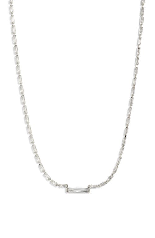 Nordstrom Baguette Center Cubic Zirconia Necklace In Clear- Silver