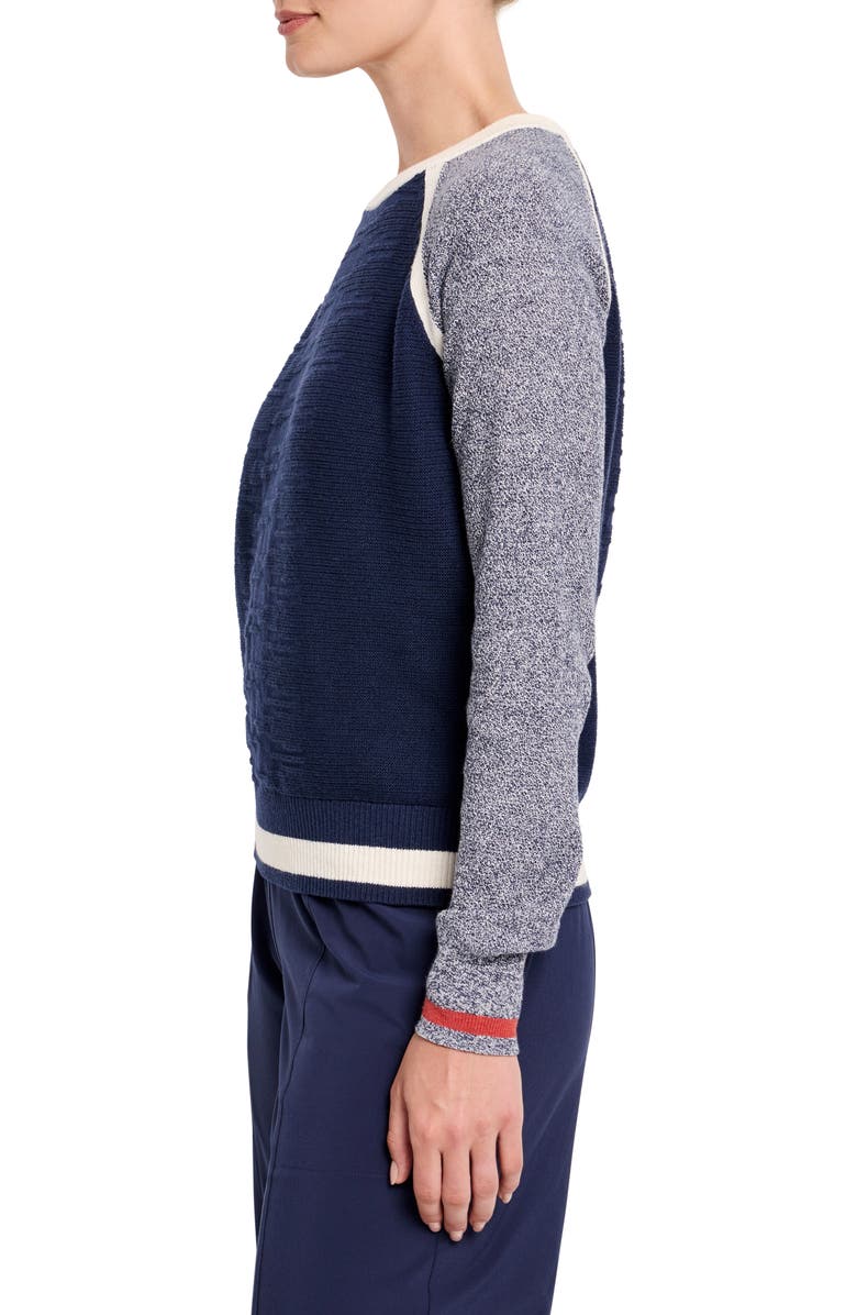NZ ACTIVE by NIC+ZOE Colorblock Mixed Stitch Cotton Blend Crewneck Sweater, Alternate, color, 