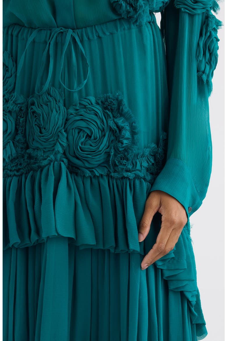 Sammy Bis Flower Appliqué Midi Skirt, Alternate, color, PETROL