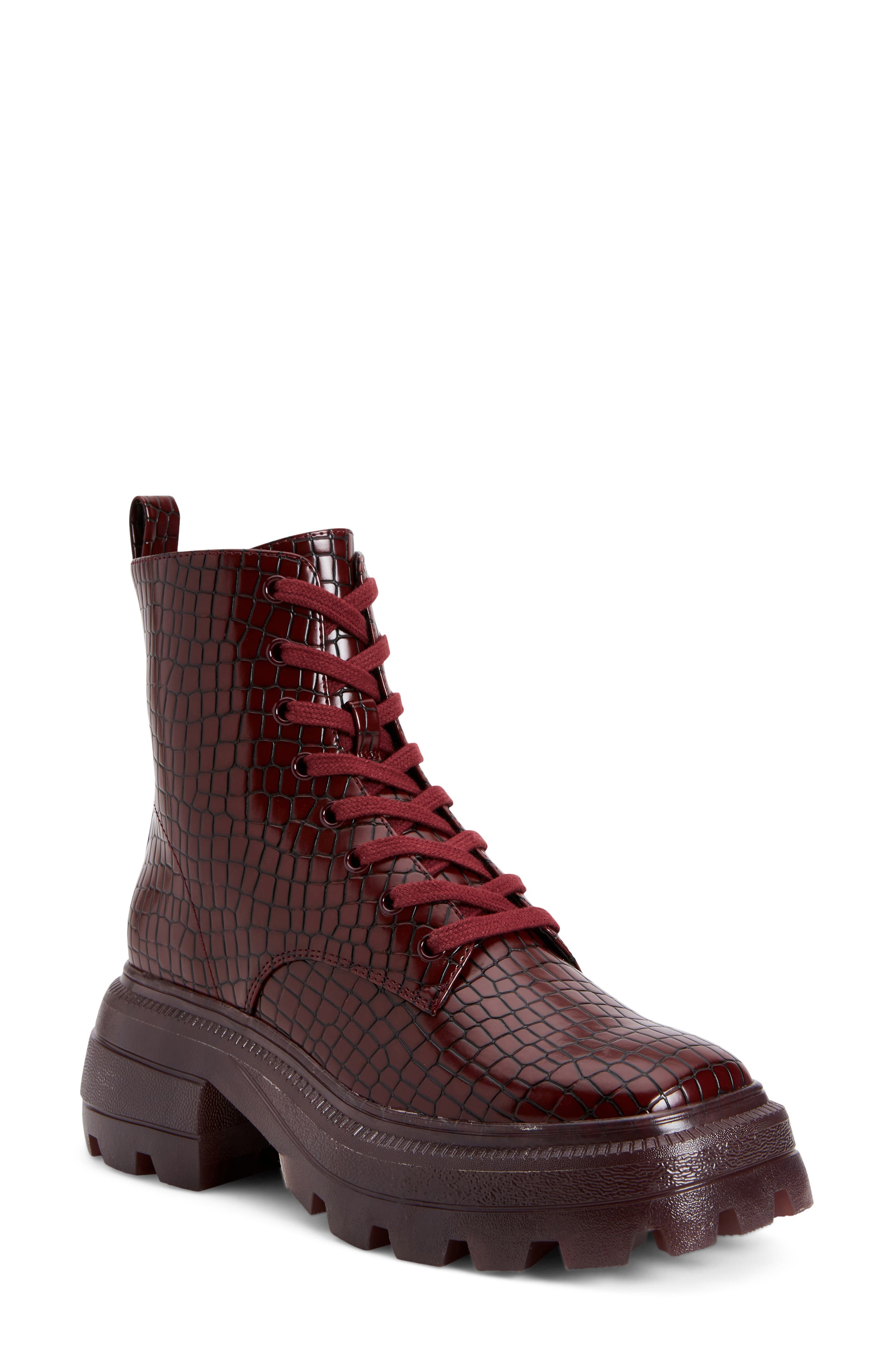 Katy Perry The Geli Combat Boot, Main, color, Burgundy Croc