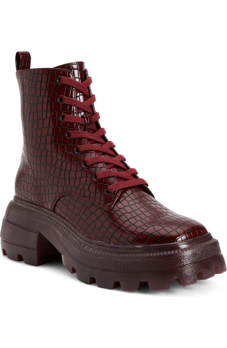 Katy Perry The Geli Combat Boot, Main, color, Burgundy Croc