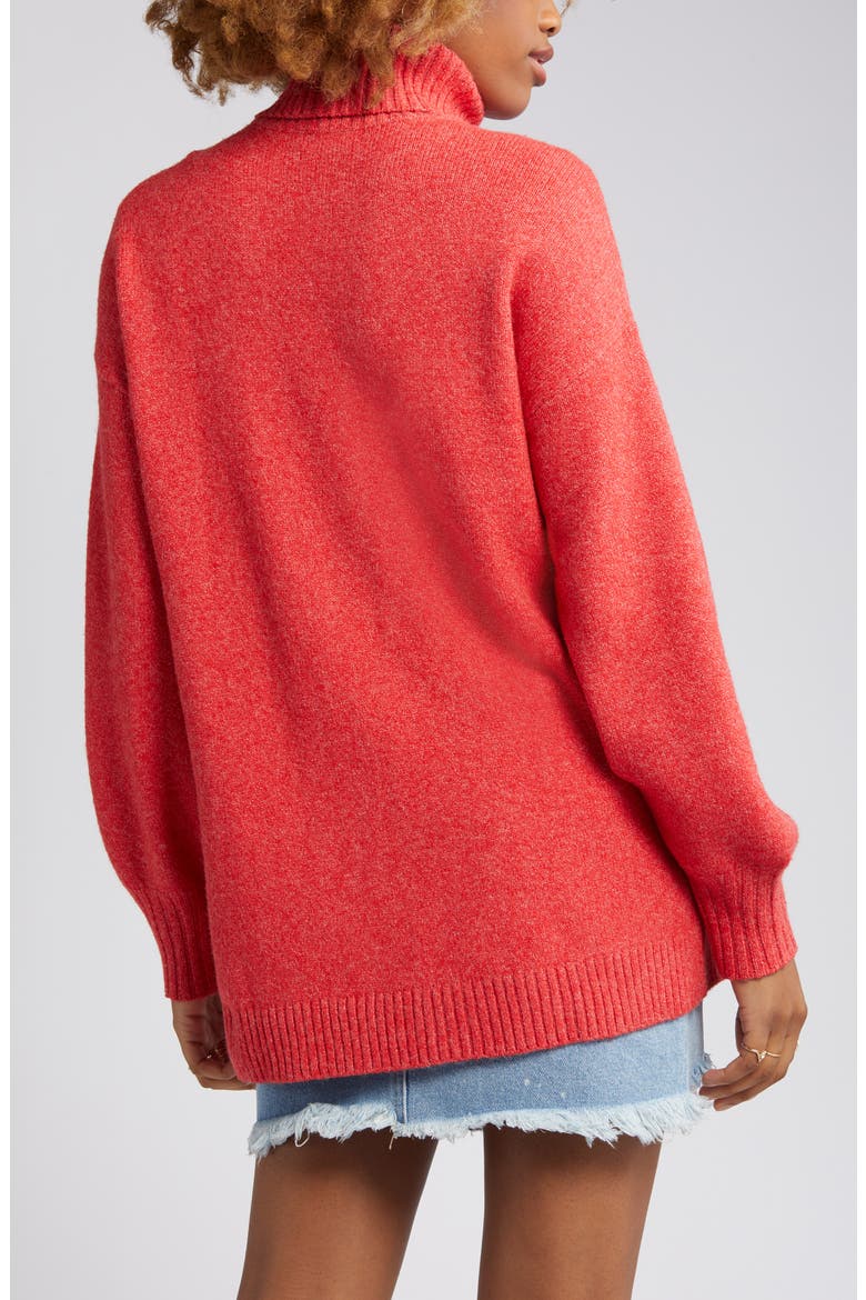 Oversize Turtleneck Sweater, Alternate, color, RED SALSA