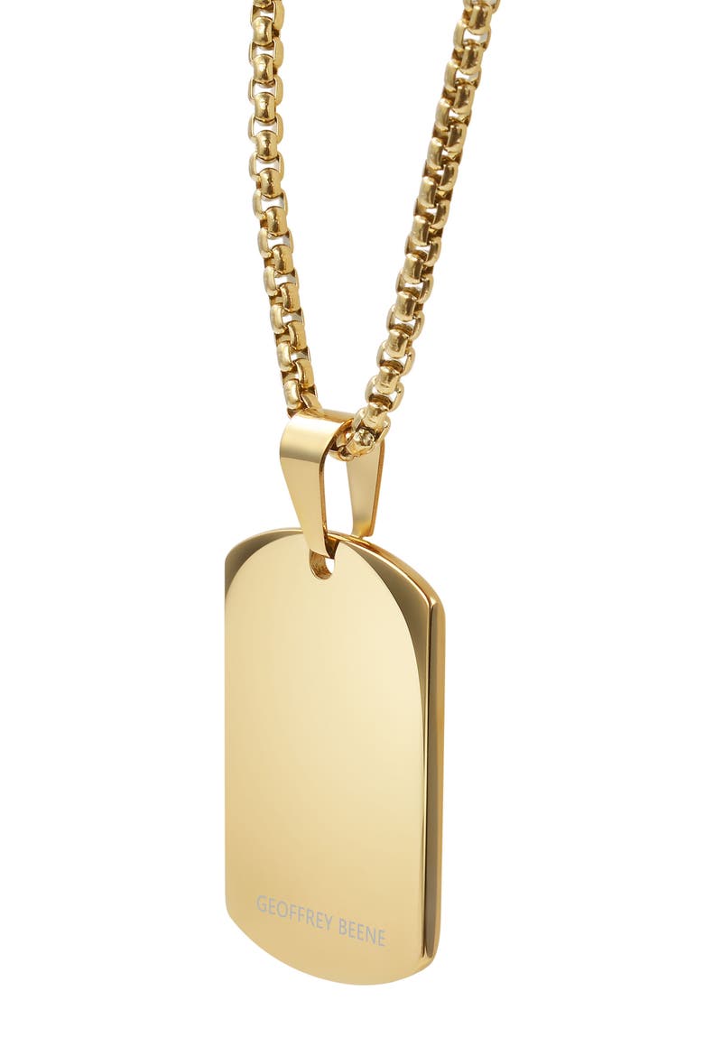Men's Stainless Steel Textured Dog Tag Pendant Necklace, Alternate, color, GOLD