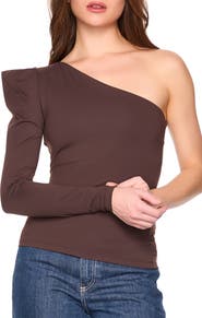 Susana Monaco Pleated One-Shoulder Knit Top