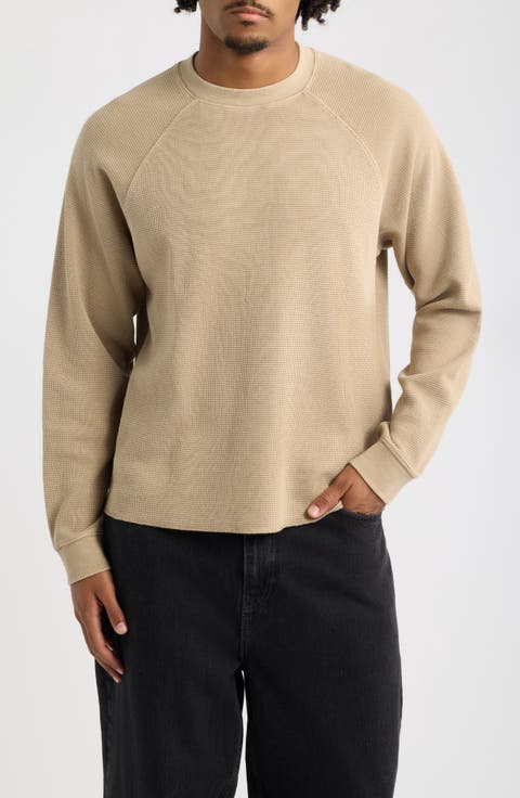 Boxy Thermal Cotton Blend Long Sleeve T-Shirt
