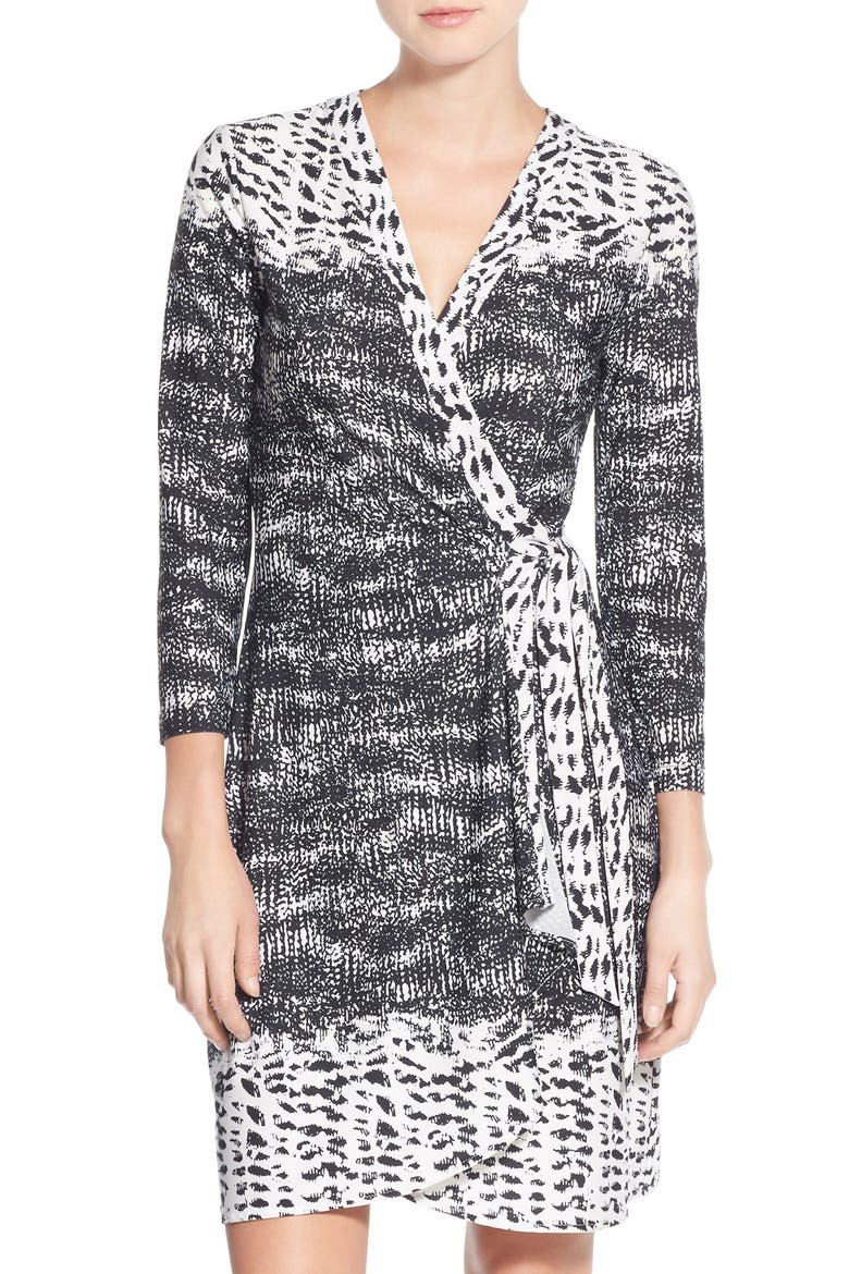 'Adele' Print Jersey Wrap Dress, Main, color, BLACK COMBO